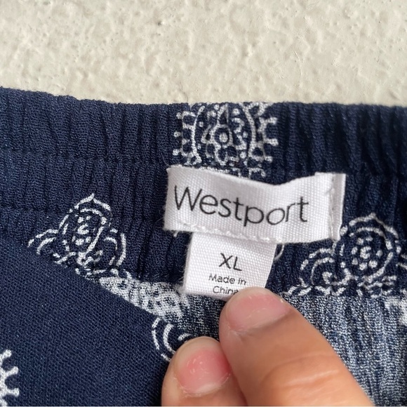 Westport woman’s Navy Blue Patterned Skirt size XL modest pull on flowy summer - Picture 6 of 7